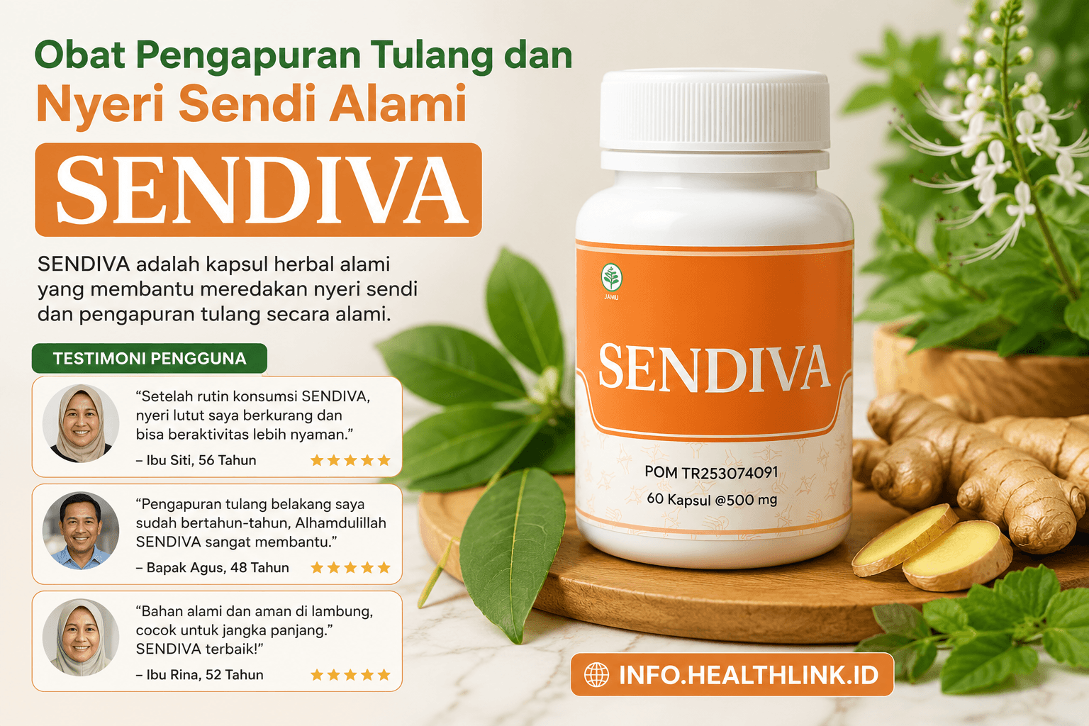 Obat Pengapuran Tulang dan Nyeri Sendi Alami SENDIVA